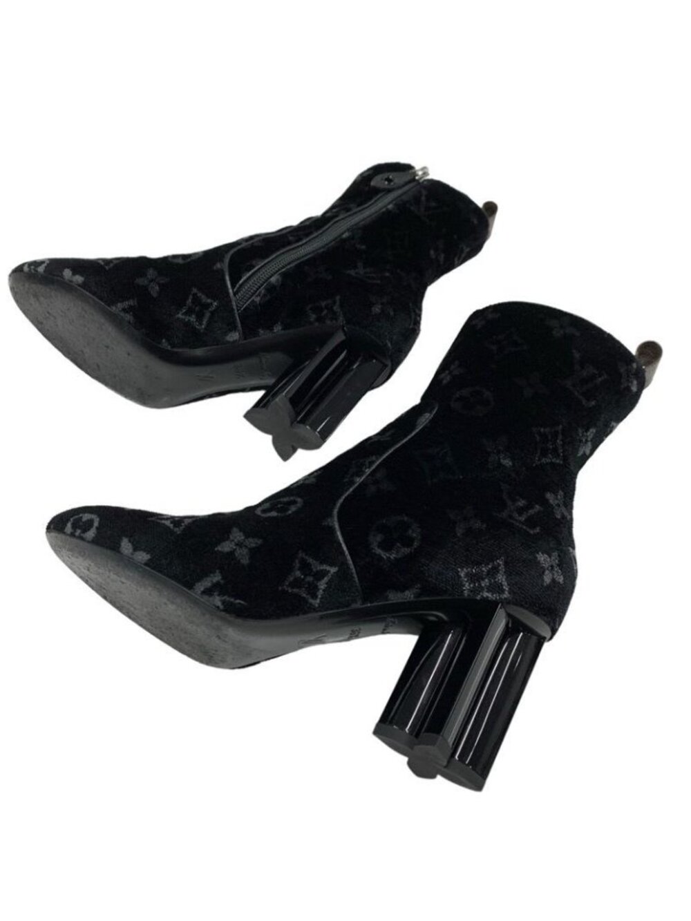 Louis Vuitton Silhouette Line Boots Short Shoes Velor Black Monogram - Picture 6 of 9